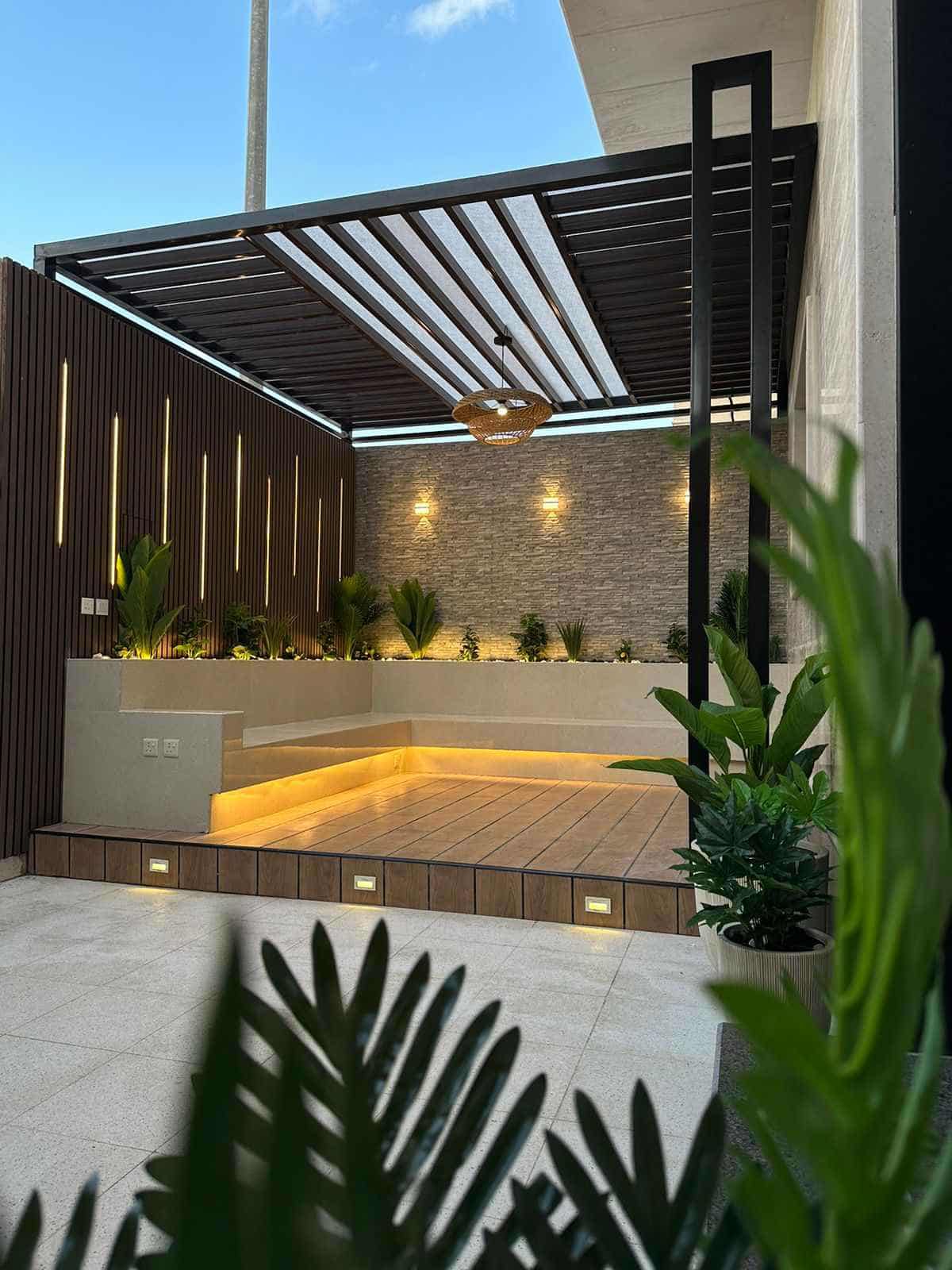 تصميم المظلات والجلسات الخارجية